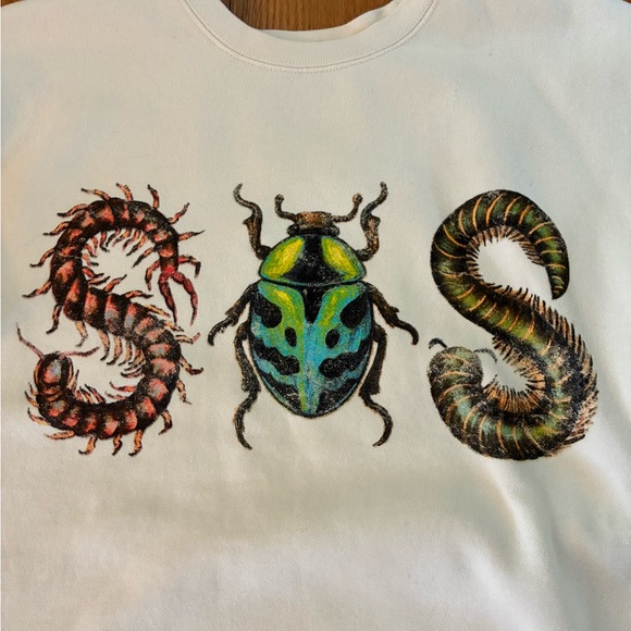 SZA SOS Bug Grand National Tour Crewneck Sweatshirt Size Medium Cream Color - Picture 3 of 9